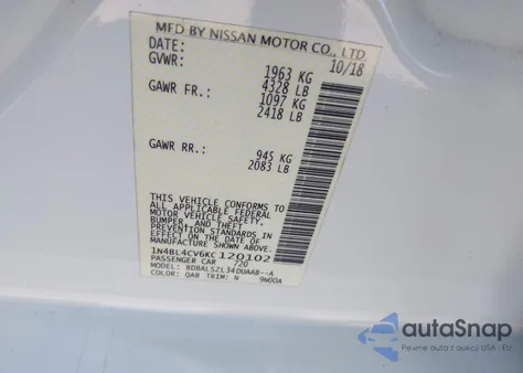 2019 Nissan Altima 2.5 Sr from USA, damaged, VIN 1N4BL4CV6KC120102